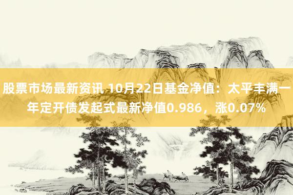 股票市场最新资讯 10月22日基金净值：太平丰满一年定开债发起式最新净值0.986，涨0.07%