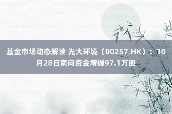 基金市场动态解读 光大环境（00257.HK）：10月28日南向资金增握97.1万股