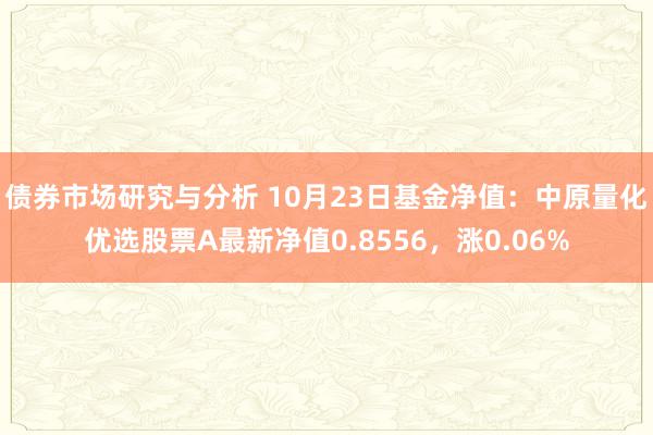 债券市场研究与分析 10月23日基金净值：中原量化优选股票A最新净值0.8556，涨0.06%