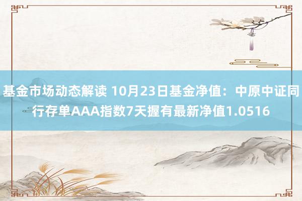 基金市场动态解读 10月23日基金净值：中原中证同行存单AAA指数7天握有最新净值1.0516