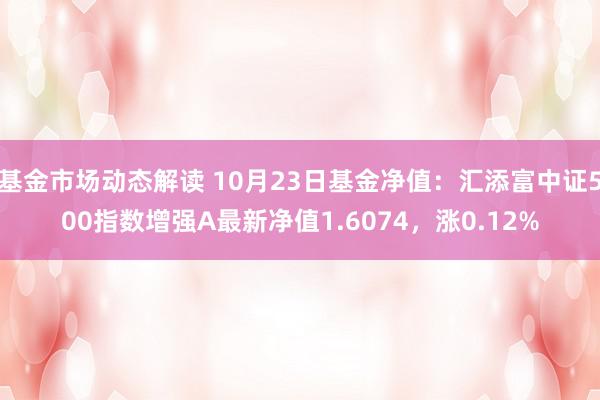 基金市场动态解读 10月23日基金净值：汇添富中证500指数增强A最新净值1.6074，涨0.12%