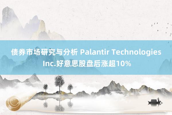 债券市场研究与分析 Palantir Technologies Inc.好意思股盘后涨超10%