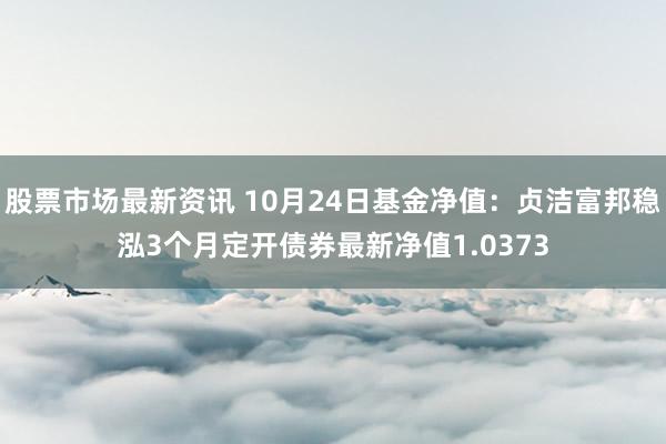 股票市场最新资讯 10月24日基金净值：贞洁富邦稳泓3个月定开债券最新净值1.0373