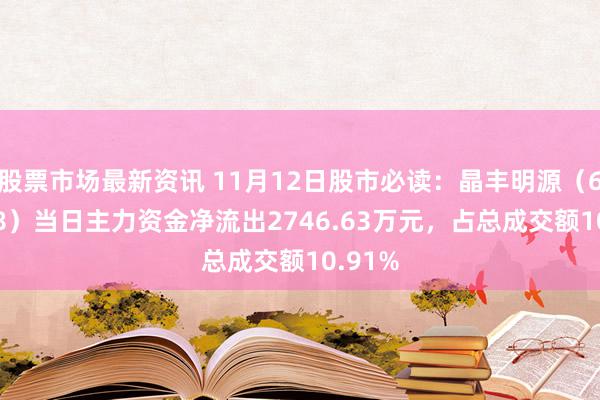 股票市场最新资讯 11月12日股市必读：晶丰明源（688368）当日主力资金净流出2746.63万元，占总成交额10.91%