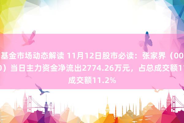 基金市场动态解读 11月12日股市必读：张家界（000430）当日主力资金净流出2774.26万元，占总成交额11.2%