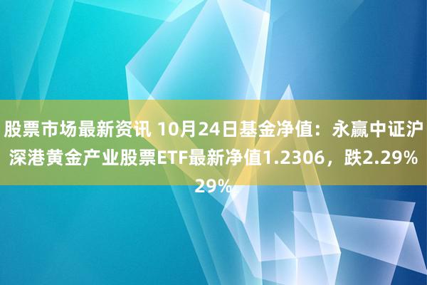 股票市场最新资讯 10月24日基金净值：永赢中证沪深港黄金产业股票ETF最新净值1.2306，跌2.29%