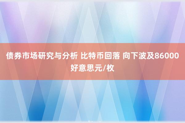 债券市场研究与分析 比特币回落 向下波及86000好意思元/枚