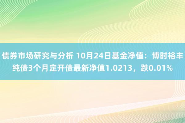 债券市场研究与分析 10月24日基金净值：博时裕丰纯债3个月定开债最新净值1.0213，跌0.01%