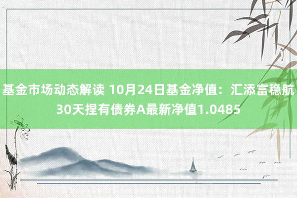 基金市场动态解读 10月24日基金净值：汇添富稳航30天捏有债券A最新净值1.0485