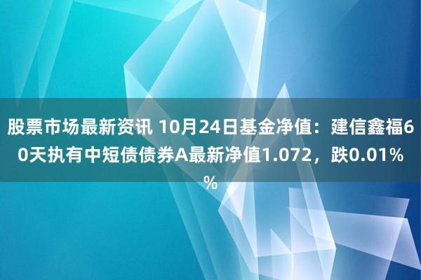 股票市场最新资讯 10月24日基金净值：建信鑫福60天执有中短债债券A最新净值1.072，跌0.01%