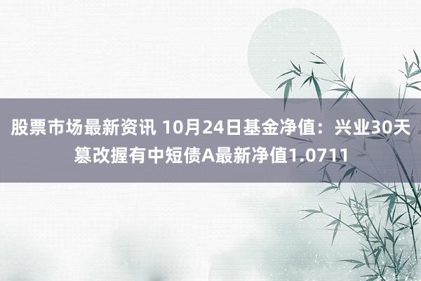 股票市场最新资讯 10月24日基金净值：兴业30天篡改握有中短债A最新净值1.0711