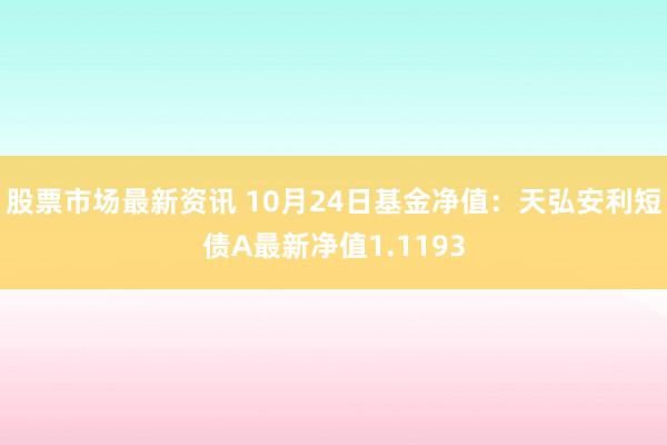 股票市场最新资讯 10月24日基金净值：天弘安利短债A最新净值1.1193