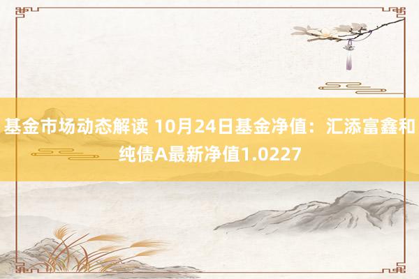 基金市场动态解读 10月24日基金净值：汇添富鑫和纯债A最新净值1.0227