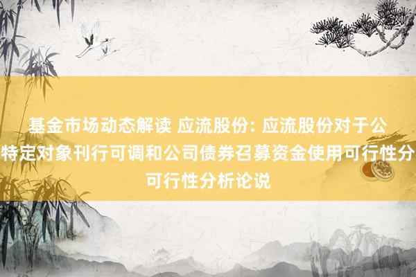 基金市场动态解读 应流股份: 应流股份对于公司向不特定对象刊行可调和公司债券召募资金使用可行性分析论说