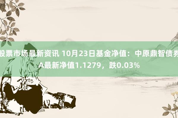 股票市场最新资讯 10月23日基金净值：中原鼎智债券A最新净值1.1279，跌0.03%