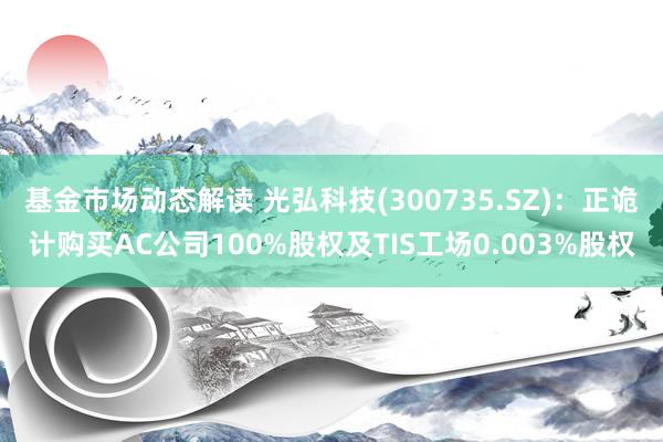 基金市场动态解读 光弘科技(300735.SZ)：正诡计购买AC公司100%股权及TIS工场0.003%股权