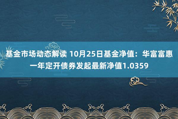 基金市场动态解读 10月25日基金净值：华富富惠一年定开债券发起最新净值1.0359