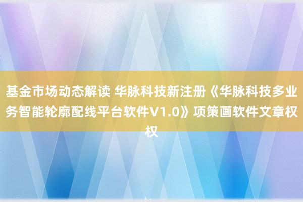 基金市场动态解读 华脉科技新注册《华脉科技多业务智能轮廓配线平台软件V1.0》项策画软件文章权