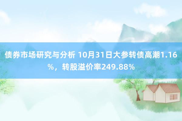 债券市场研究与分析 10月31日大参转债高潮1.16%，转股溢价率249.88%