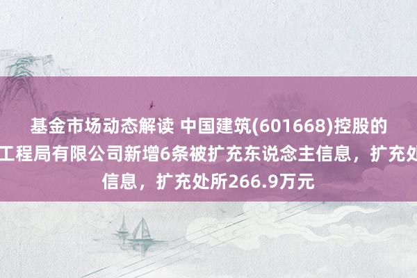 基金市场动态解读 中国建筑(601668)控股的中国建筑第七工程局有限公司新增6条被扩充东说念主信息，扩充处所266.9万元