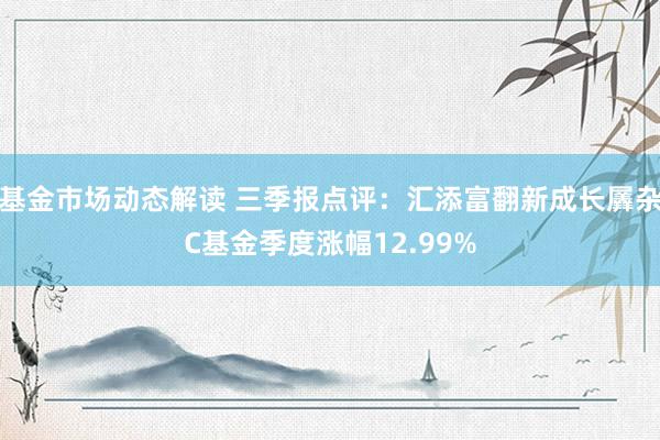 基金市场动态解读 三季报点评：汇添富翻新成长羼杂C基金季度涨幅12.99%