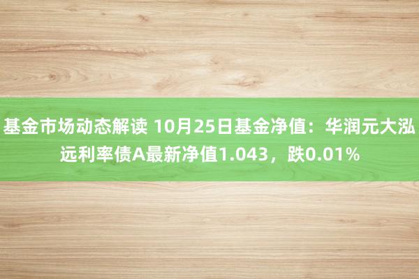 基金市场动态解读 10月25日基金净值：华润元大泓远利率债A最新净值1.043，跌0.01%