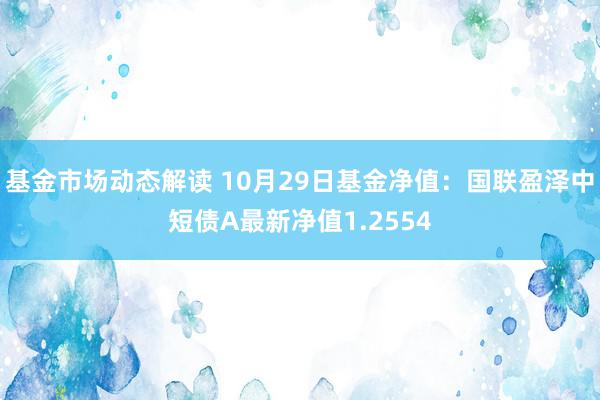 基金市场动态解读 10月29日基金净值：国联盈泽中短债A最新净值1.2554