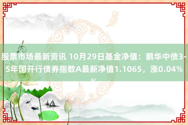 股票市场最新资讯 10月29日基金净值：鹏华中债3-5年国开行债券指数A最新净值1.1065，涨0.04%