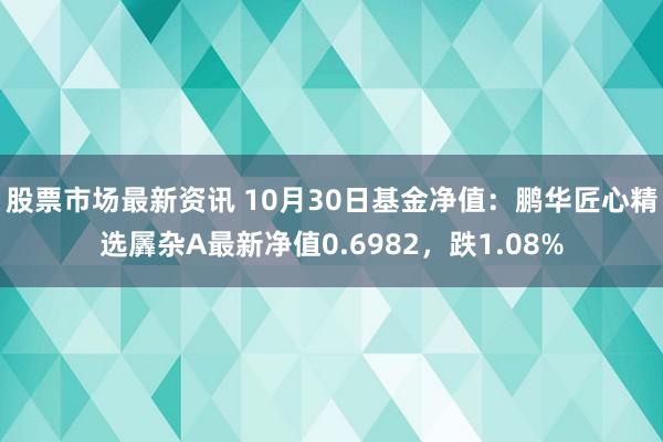 股票市场最新资讯 10月30日基金净值：鹏华匠心精选羼杂A最新净值0.6982，跌1.08%