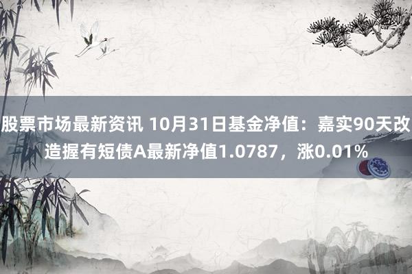 股票市场最新资讯 10月31日基金净值：嘉实90天改造握有短债A最新净值1.0787，涨0.01%