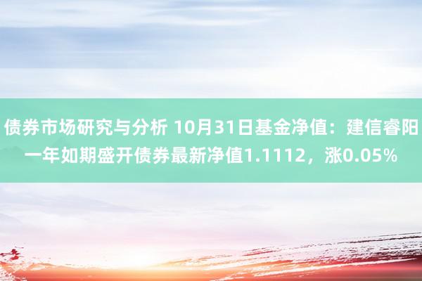 债券市场研究与分析 10月31日基金净值：建信睿阳一年如期盛开债券最新净值1.1112，涨0.05%