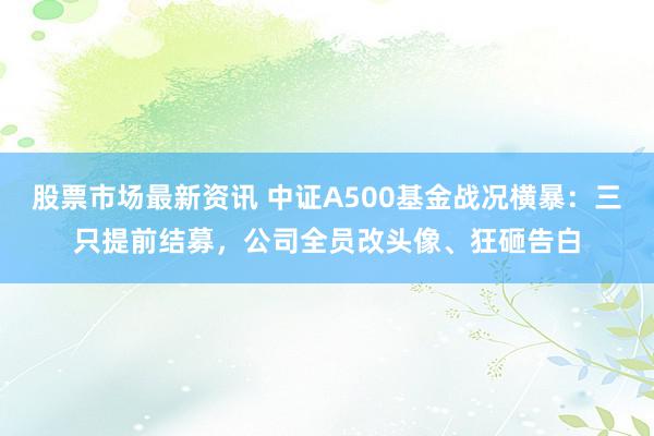 股票市场最新资讯 中证A500基金战况横暴：三只提前结募，公司全员改头像、狂砸告白