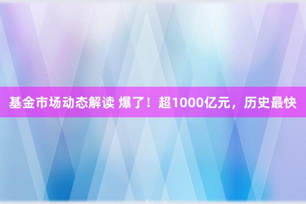 基金市场动态解读 爆了！超1000亿元，历史最快