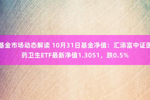 基金市场动态解读 10月31日基金净值：汇添富中证医药卫生ETF最新净值1.3051，跌0.5%