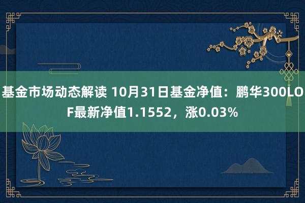 基金市场动态解读 10月31日基金净值：鹏华300LOF最新净值1.1552，涨0.03%