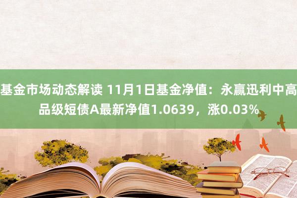 基金市场动态解读 11月1日基金净值：永赢迅利中高品级短债A最新净值1.0639，涨0.03%