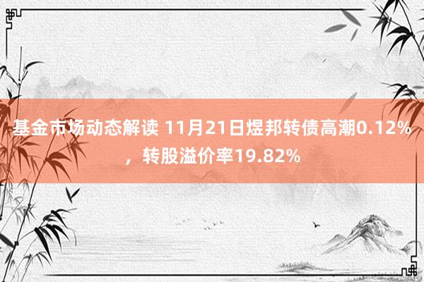 基金市场动态解读 11月21日煜邦转债高潮0.12%，转股溢价率19.82%