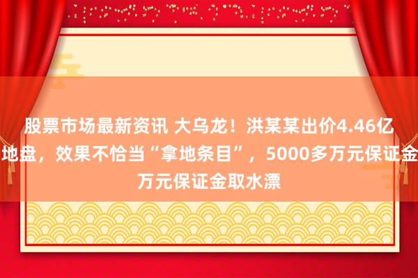 股票市场最新资讯 大乌龙！洪某某出价4.46亿元竞拍地盘，效果不恰当“拿地条目”，5000多万元保证金取水漂