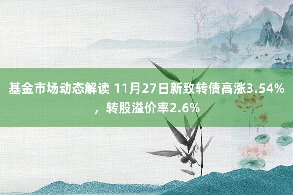 基金市场动态解读 11月27日新致转债高涨3.54%，转股溢价率2.6%