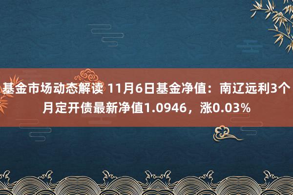 基金市场动态解读 11月6日基金净值：南辽远利3个月定开债最新净值1.0946，涨0.03%