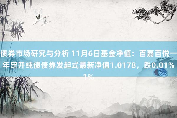 债券市场研究与分析 11月6日基金净值：百嘉百悦一年定开纯债债券发起式最新净值1.0178，跌0.01%