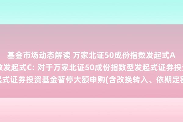 基金市场动态解读 万家北证50成份指数发起式A,万家北证50成份指数发起式C: 对于万家北证50成份指数型发起式证券投资基金暂停大额申购(含改换转入、依期定额投资业务)的公告