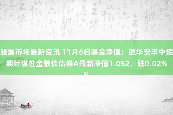 股票市场最新资讯 11月6日基金净值：银华安丰中短期计谋性金融债债券A最新净值1.052，跌0.02%