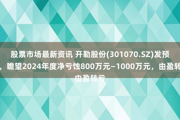 股票市场最新资讯 开勒股份(301070.SZ)发预亏，瞻望2024年度净亏蚀800万元—1000万元，由盈转亏