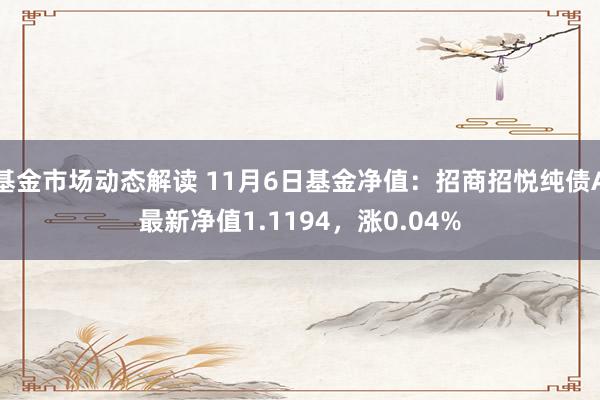 基金市场动态解读 11月6日基金净值：招商招悦纯债A最新净值1.1194，涨0.04%