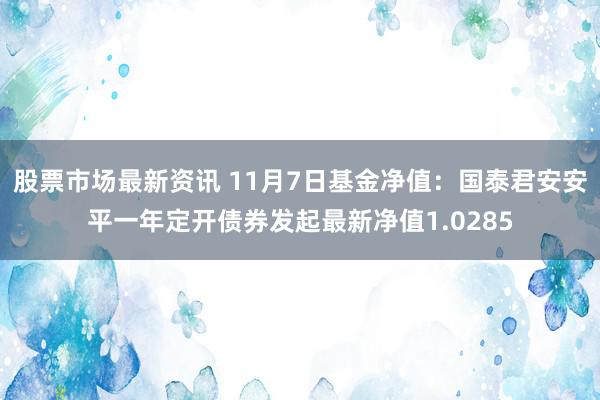 股票市场最新资讯 11月7日基金净值：国泰君安安平一年定开债券发起最新净值1.0285