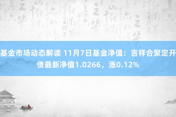 基金市场动态解读 11月7日基金净值：吉祥合聚定开债最新净值1.0266，涨0.12%