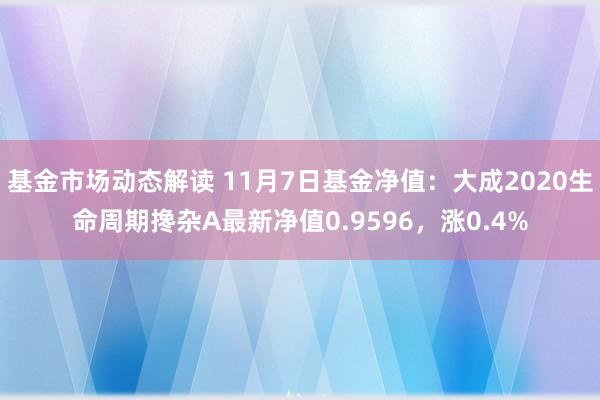 基金市场动态解读 11月7日基金净值：大成2020生命周期搀杂A最新净值0.9596，涨0.4%