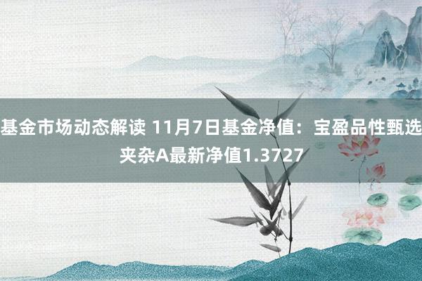 基金市场动态解读 11月7日基金净值：宝盈品性甄选夹杂A最新净值1.3727