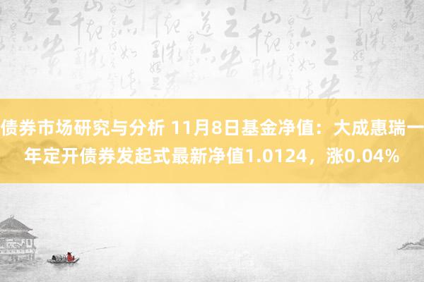 债券市场研究与分析 11月8日基金净值：大成惠瑞一年定开债券发起式最新净值1.0124，涨0.04%